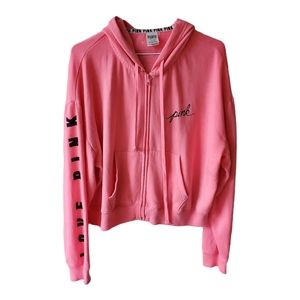 Pink pink and black full front zip hoodie size large